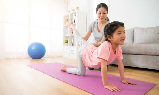 mother and child doing exercise